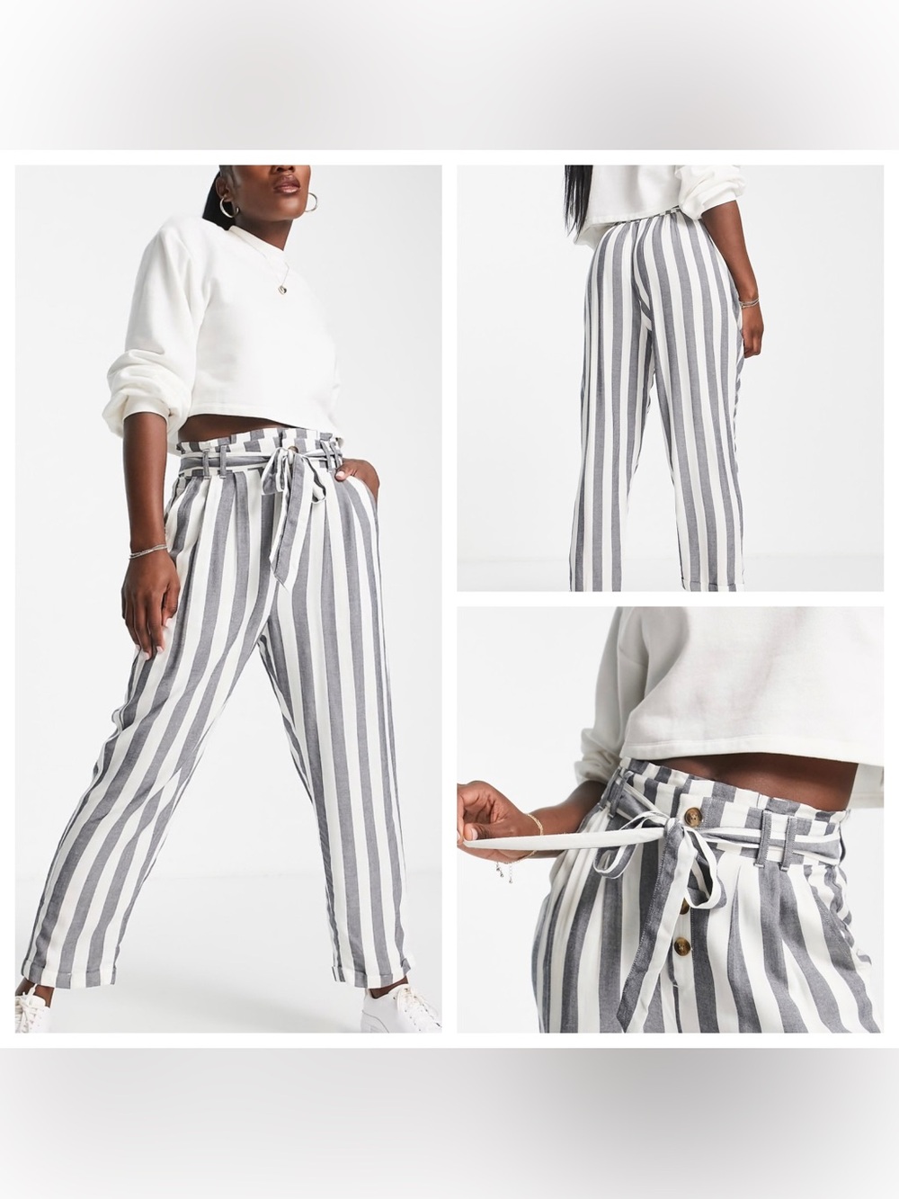 American Eagle Striped Paperbag Tie Waist Pants- Boho Beachy - Medium